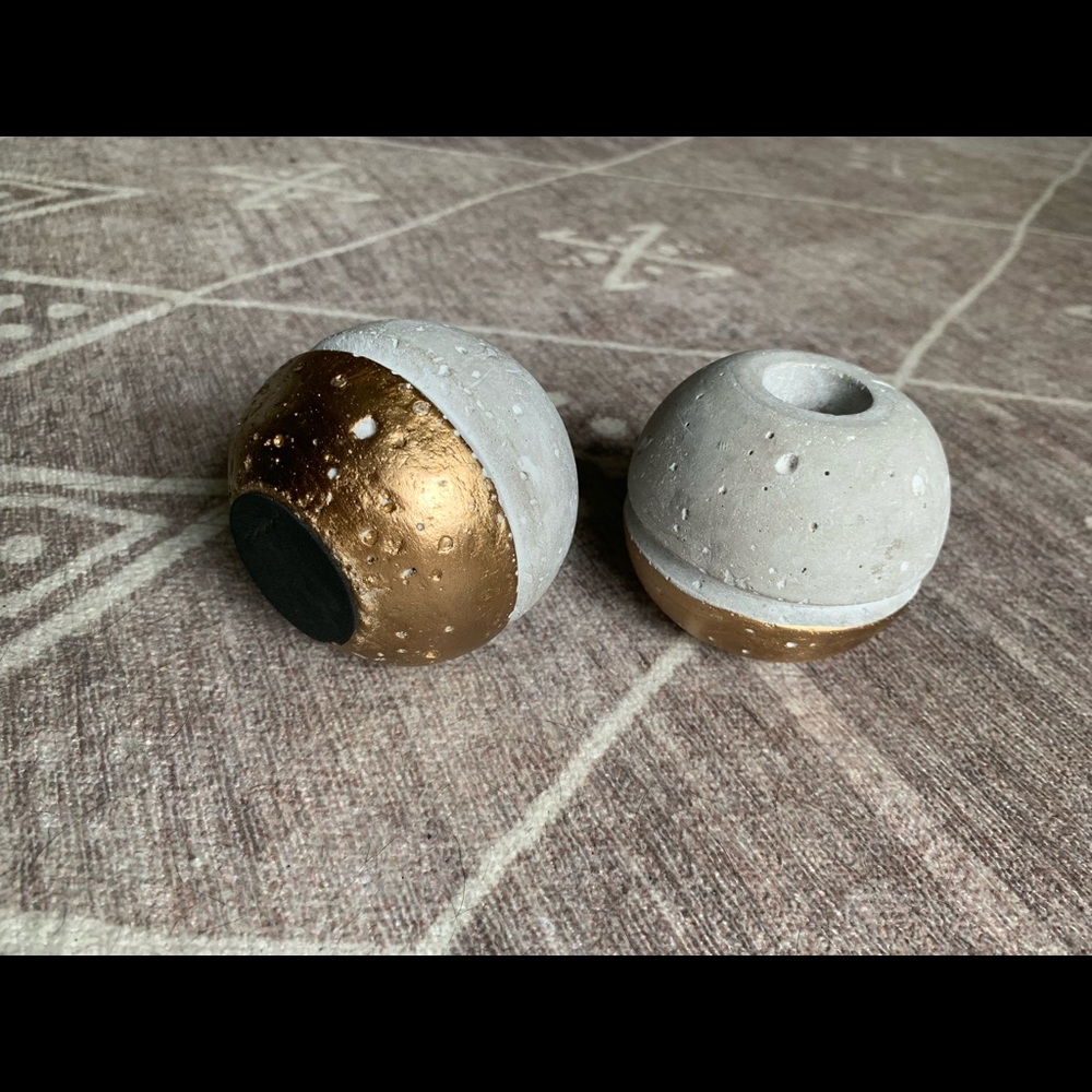 CB2 Concrete Bronze Dipped Candle Holders